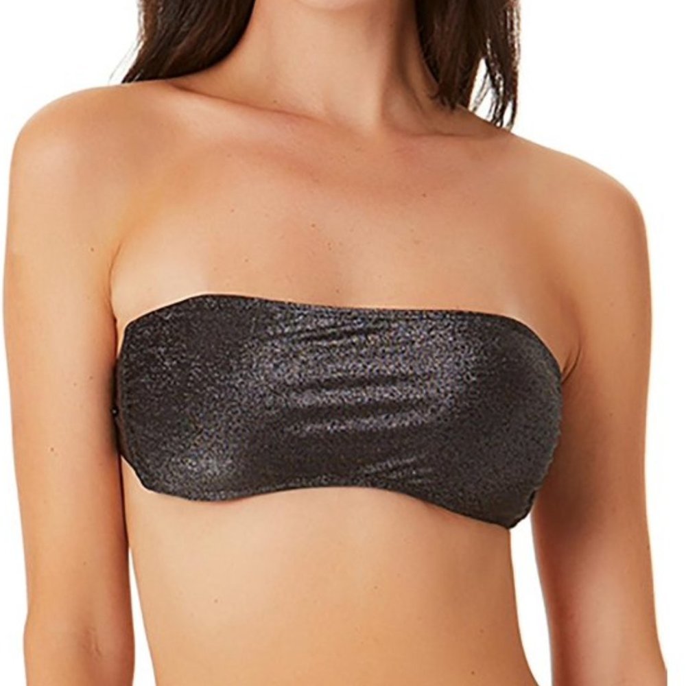California Waves Metallic Shine Bandeau Neckline Bikini Top